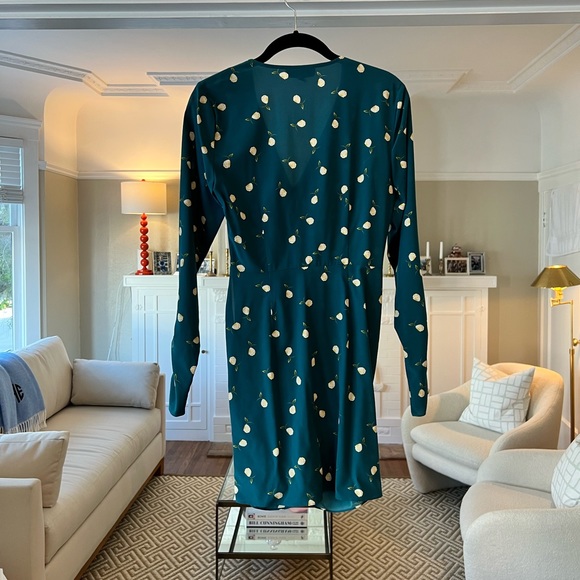 Intermix Teal Floral Long Sleeve Silk Mini Dress - Picture 5 of 9